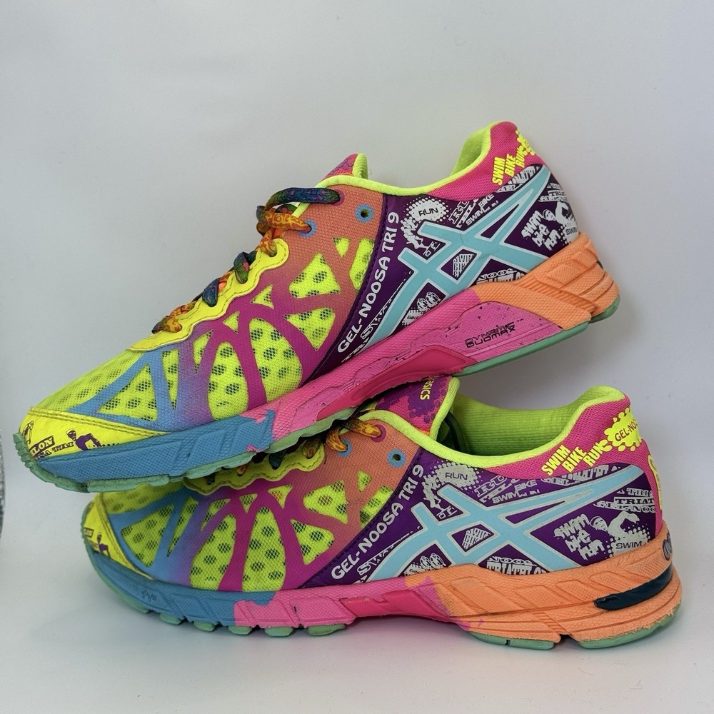 ASICS Gel Noosa Tri 7.5 Womens Neon Running Shoes Multicolor Triathlon Sneakers - Picture 7 of 9